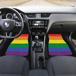 LGBT Pride Rainbow Striped Print Front and Back Car Floor Mats