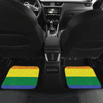 LGBT Pride Rainbow Striped Print Front and Back Car Floor Mats