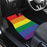 LGBT Pride Rainbow Striped Print Front and Back Car Floor Mats