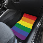 LGBT Pride Rainbow Striped Print Front and Back Car Floor Mats