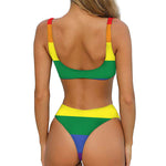 LGBT Pride Rainbow Striped Print Front Bow Tie Bikini