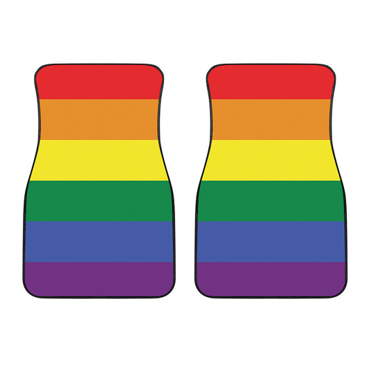 LGBT Pride Rainbow Striped Print Front Car Floor Mats