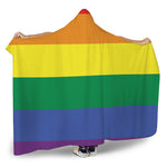LGBT Pride Rainbow Striped Print Hooded Blanket
