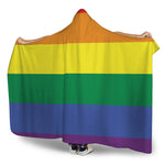 LGBT Pride Rainbow Striped Print Hooded Blanket