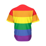 LGBT Pride Rainbow Striped Print Men's Baseball Jersey