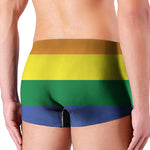 LGBT Pride Rainbow Striped Print Men's Boxer Briefs