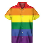 LGBT Pride Rainbow Striped Print Men's Short Sleeve Shirt