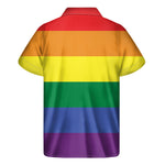 LGBT Pride Rainbow Striped Print Men's Short Sleeve Shirt