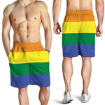 LGBT Pride Rainbow Striped Print Men's Shorts