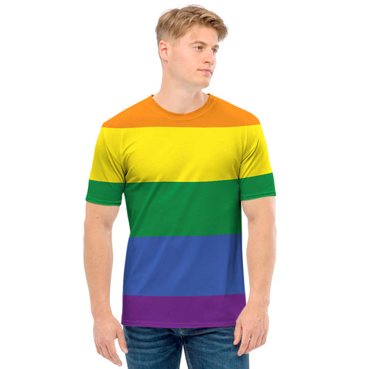 LGBT Pride Rainbow Striped Print Men's T-Shirt