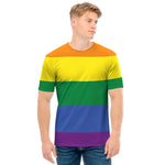 LGBT Pride Rainbow Striped Print Men's T-Shirt