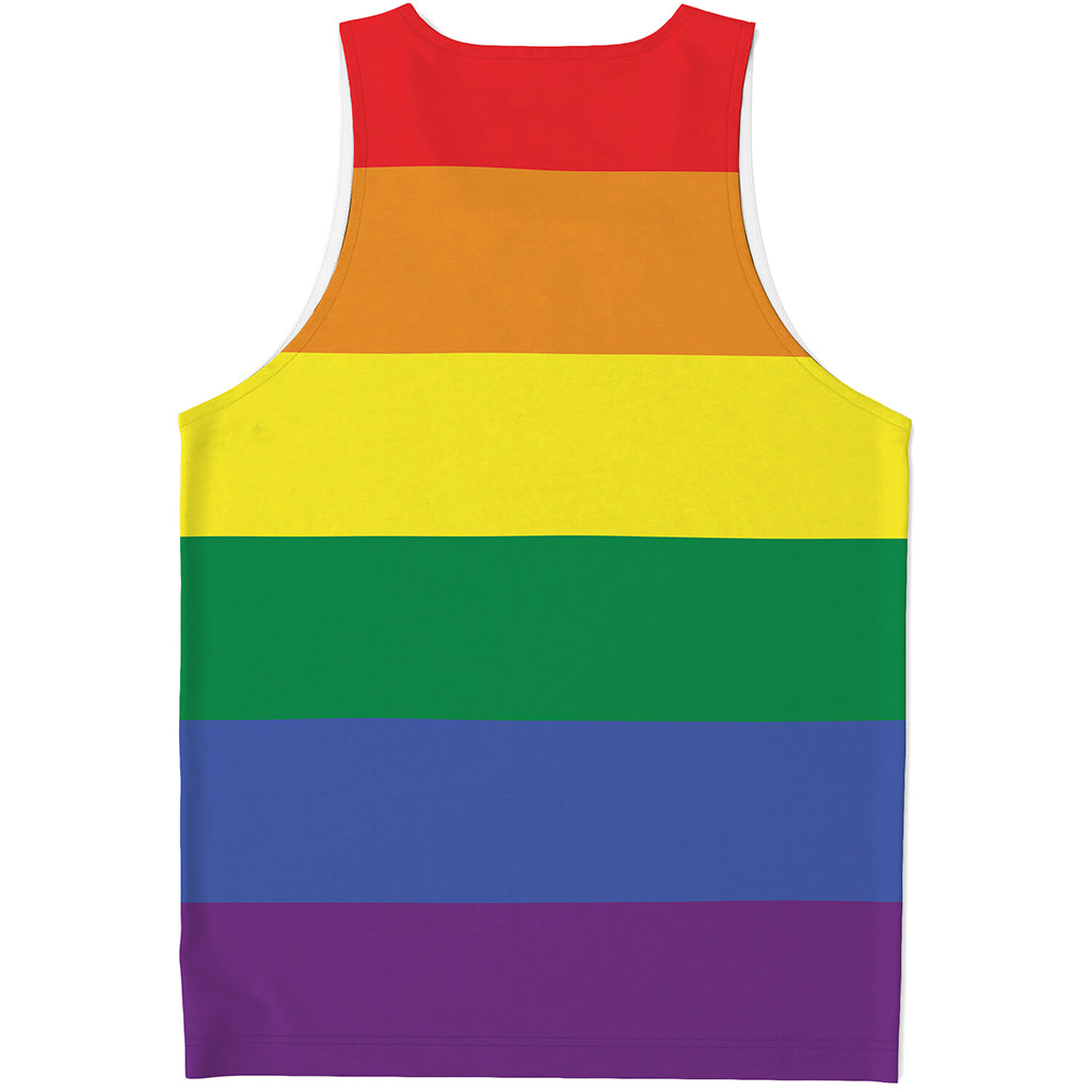 LGBT Pride Rainbow Striped Print Men's Tank Top