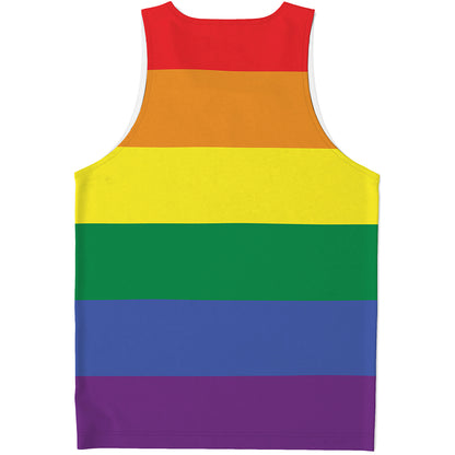 LGBT Pride Rainbow Striped Print Men's Tank Top