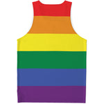 LGBT Pride Rainbow Striped Print Men's Tank Top