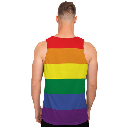 LGBT Pride Rainbow Striped Print Men's Tank Top