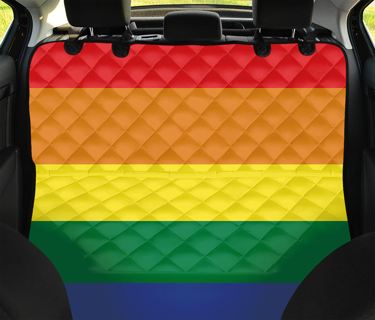 LGBT Pride Rainbow Striped Print Pet Car Back Seat Cover