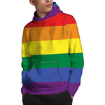 LGBT Pride Rainbow Striped Print Pullover Hoodie