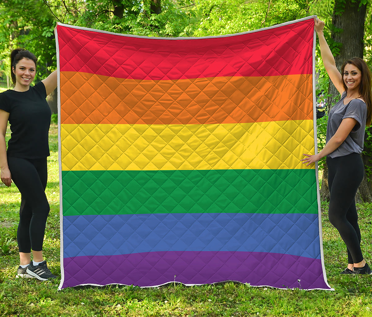 LGBT Pride Rainbow Striped Print Quilt
