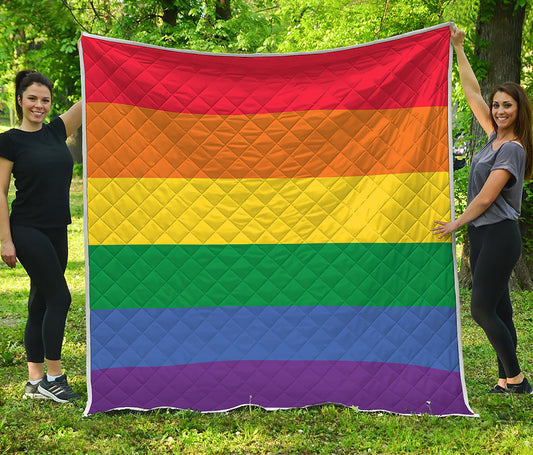 LGBT Pride Rainbow Striped Print Quilt