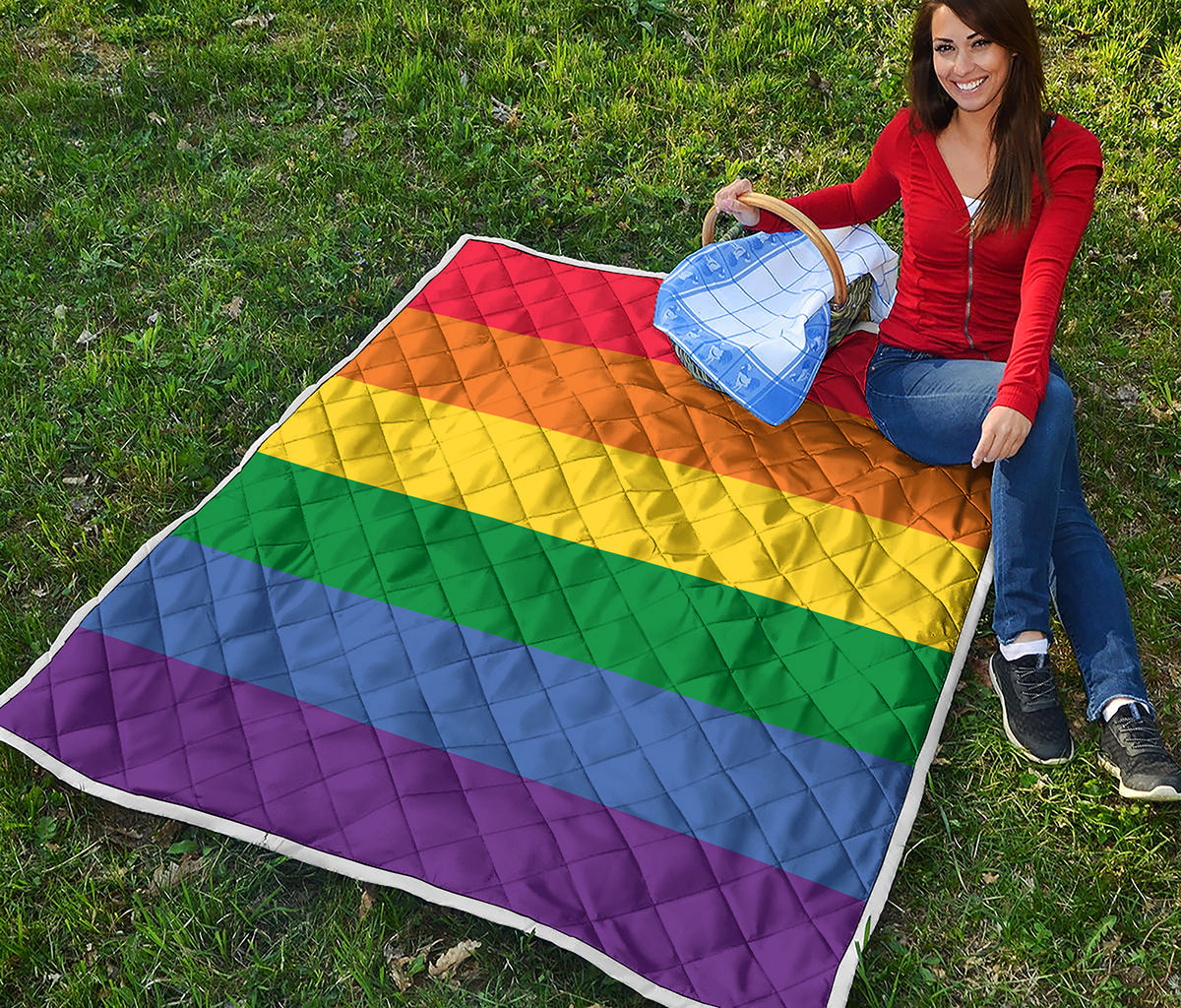 LGBT Pride Rainbow Striped Print Quilt