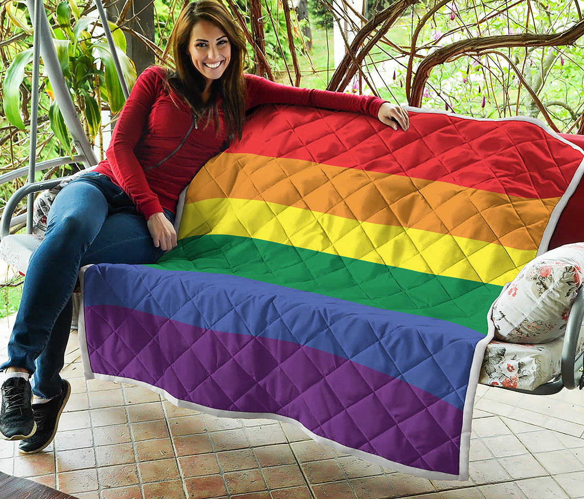 LGBT Pride Rainbow Striped Print Quilt