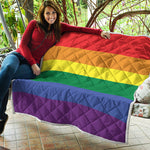 LGBT Pride Rainbow Striped Print Quilt