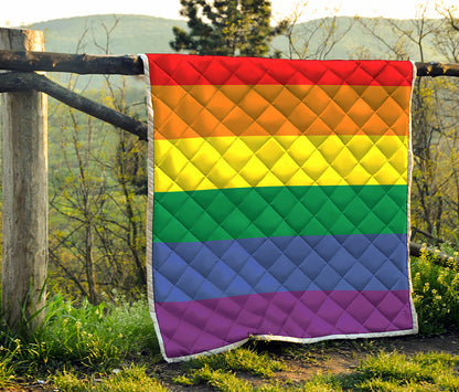 LGBT Pride Rainbow Striped Print Quilt