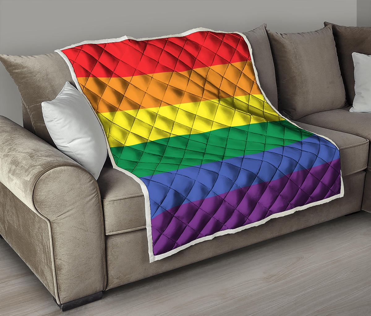 LGBT Pride Rainbow Striped Print Quilt
