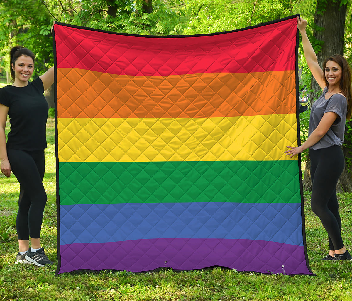 LGBT Pride Rainbow Striped Print Quilt