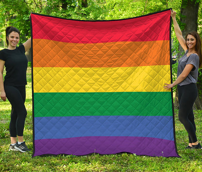 LGBT Pride Rainbow Striped Print Quilt