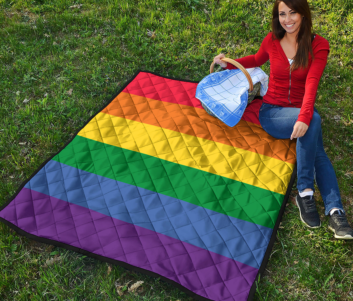 LGBT Pride Rainbow Striped Print Quilt