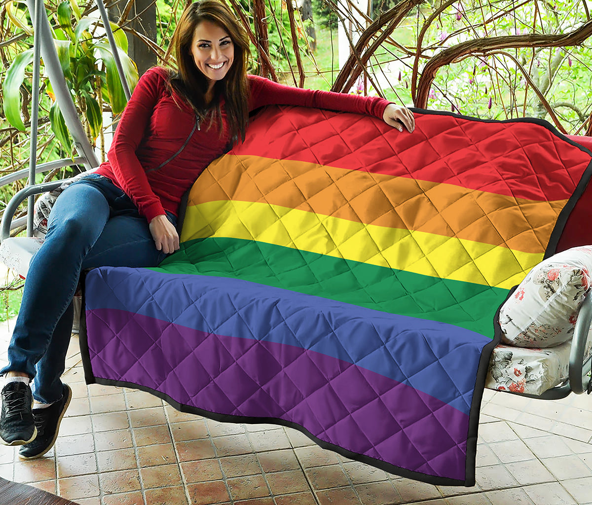 LGBT Pride Rainbow Striped Print Quilt