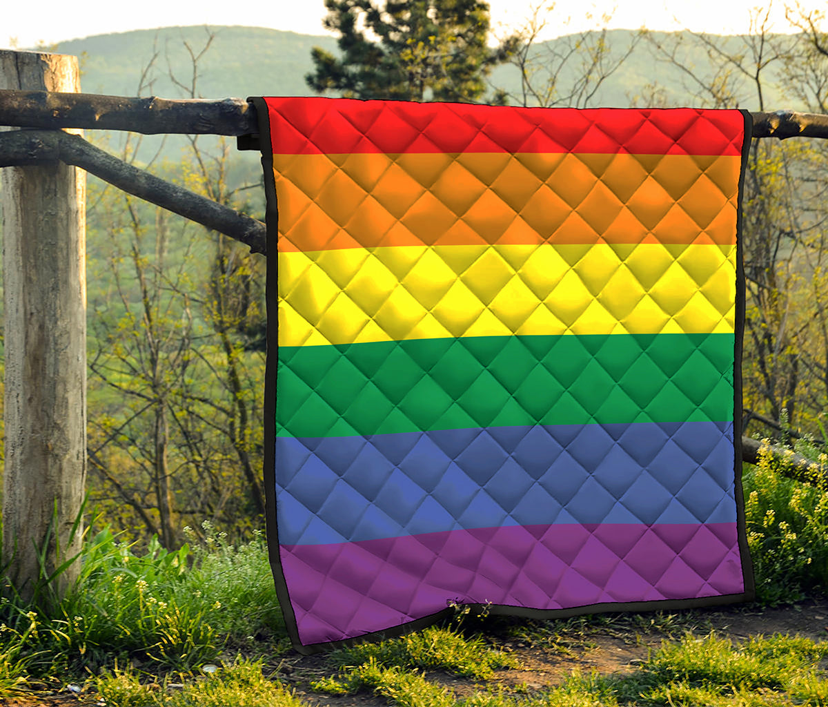 LGBT Pride Rainbow Striped Print Quilt