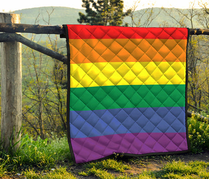 LGBT Pride Rainbow Striped Print Quilt