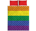 LGBT Pride Rainbow Striped Print Quilt Bed Set