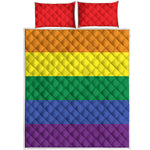 LGBT Pride Rainbow Striped Print Quilt Bed Set