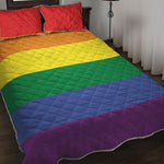 LGBT Pride Rainbow Striped Print Quilt Bed Set