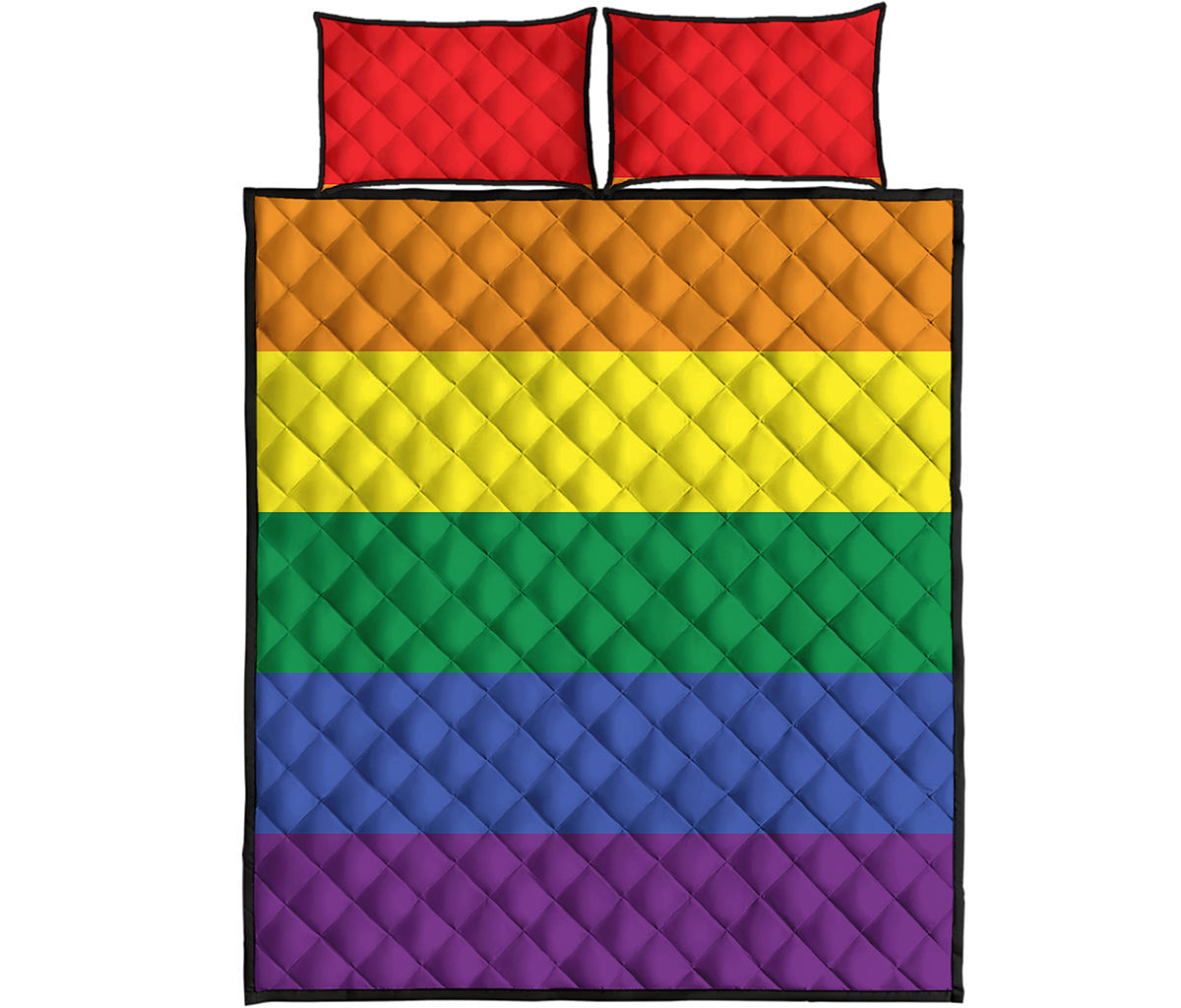 LGBT Pride Rainbow Striped Print Quilt Bed Set