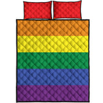LGBT Pride Rainbow Striped Print Quilt Bed Set