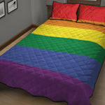 LGBT Pride Rainbow Striped Print Quilt Bed Set