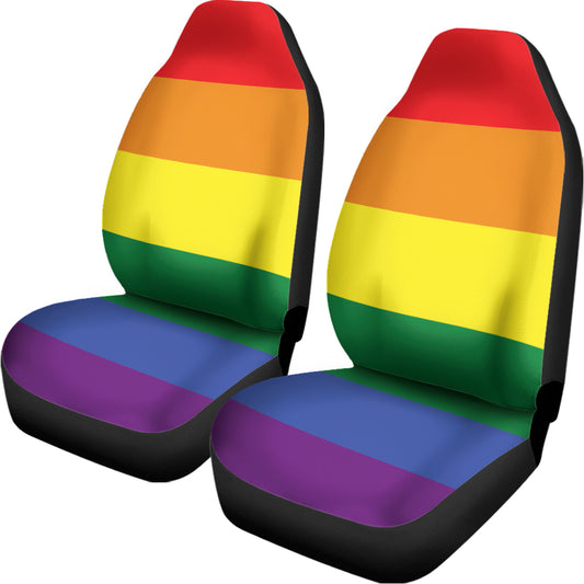 LGBT Pride Rainbow Striped Print Universal Fit Car Seat Covers