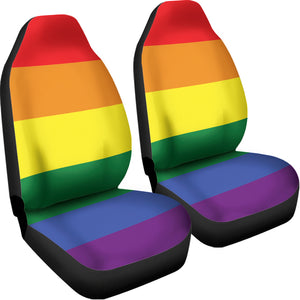 LGBT Pride Rainbow Striped Print Universal Fit Car Seat Covers