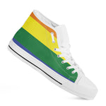 LGBT Pride Rainbow Striped Print White High Top Shoes