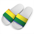 LGBT Pride Rainbow Striped Print White Slide Sandals