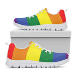 LGBT Pride Rainbow Striped Print White Sneakers