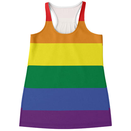 LGBT Pride Rainbow Striped Print Women's Racerback Tank Top