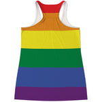 LGBT Pride Rainbow Striped Print Women's Racerback Tank Top