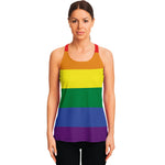 LGBT Pride Rainbow Striped Print Women's Racerback Tank Top