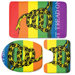 LGBT Rainbow Gadsden Flag Print 3 Piece Bath Mat Set