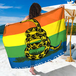 LGBT Rainbow Gadsden Flag Print Beach Sarong Wrap